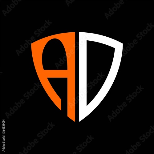 AO initials white orange shield with black background Free Download AO initials white orange shield with black background - GFXLoad
