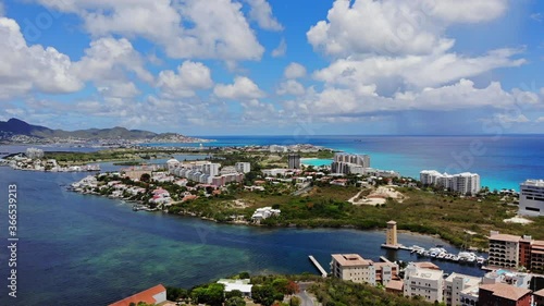 Aerial view of the caribbean island of st.maarten/st.martin. Cupecoy aerial view.  photo