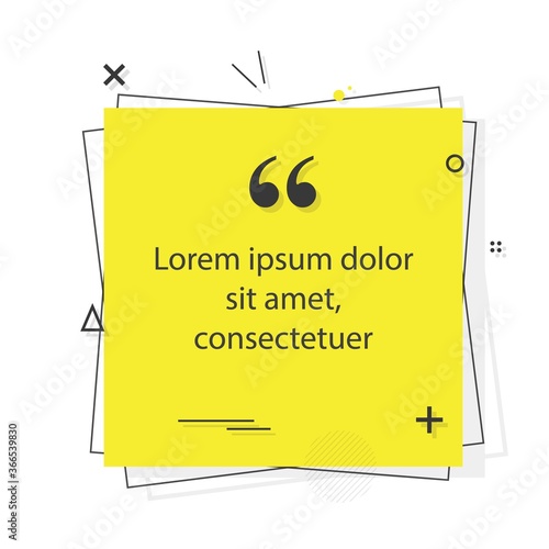 Quote template with trendy style. Comma, Note, message and comment. Vector eps illustration