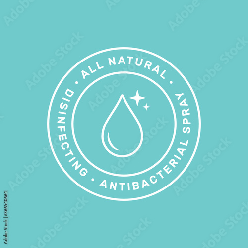 Disinfecting, All-Natural, Anti-Bacterial Spray Logo Badge, Branding Icon, Vector Illustration Background