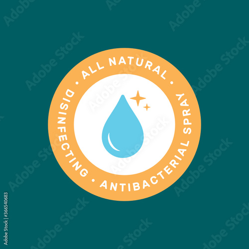 Disinfecting, All-Natural, Anti-Bacterial Spray Logo Badge, Branding Icon, Vector Illustration Background