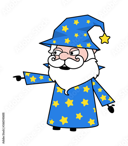 Wizard Pointing Finger Cartoon