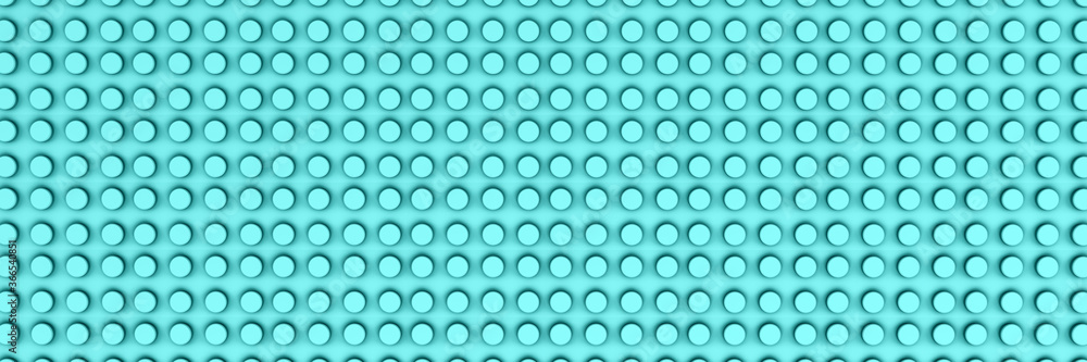3d rendering of toy bricks on turquoise background. 
minimalistic background. Wide background site head and cover photo. Pattern for texture of wallpaper.