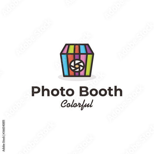 illustration vector graphic logo designs. colorful box photo booth studio photography
