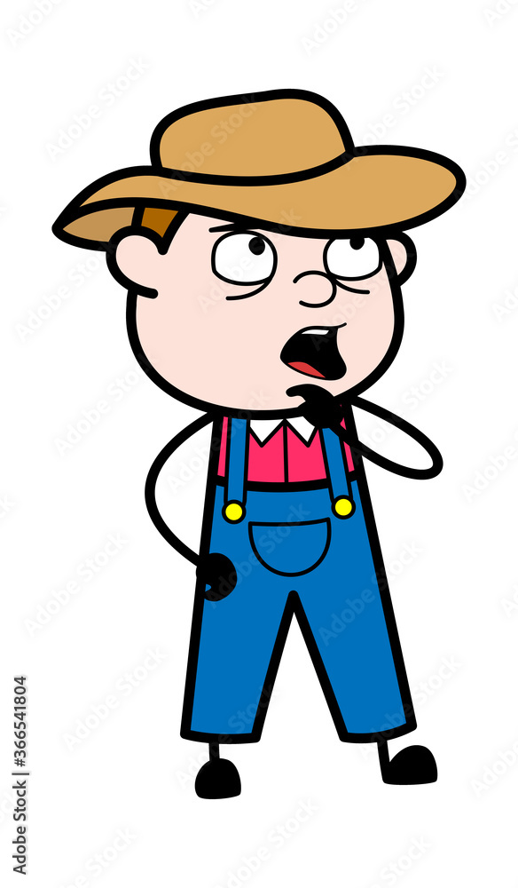 Farmer Cartoon wondering