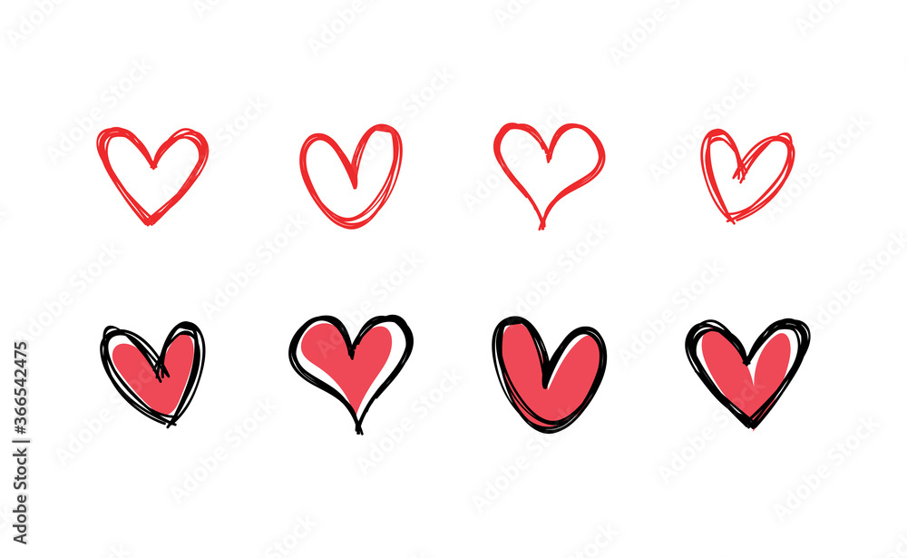 Heart doodles collection. Hand drawn hearts. Vector illustration set. Heart doodles collection. Hand drawn hearts. Vector illustration set.