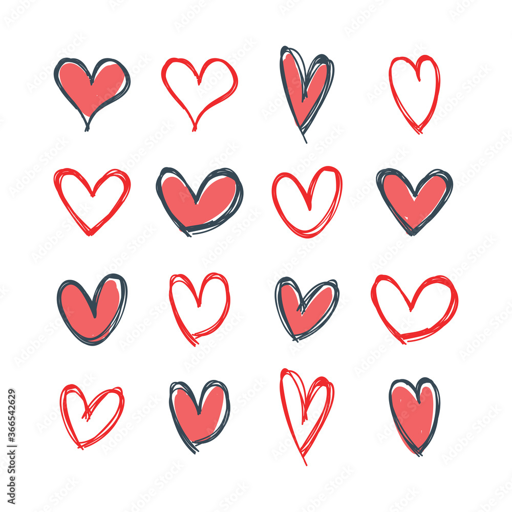 Heart doodles collection. Hand drawn hearts. Vector illustration set. Heart doodles collection. Hand drawn hearts. Vector illustration set.