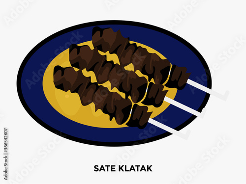 illustration of popular food in Indonesia. bakso, nasi goreng, gudeg, pecel lele, tempe penyet, nasi campur, sup buntut, ikan bakar, tempe goreng, nasi uduk, gulai, tongseng, ayam penyet, sate ayam, s