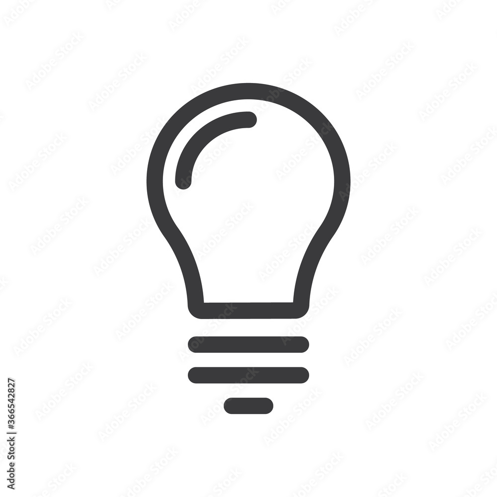 Light bulb icon, symbol of idea. Linear vector pictogram.