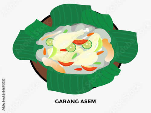 illustration of popular food in Indonesia. bakso, nasi goreng, gudeg, pecel lele, tempe penyet, nasi campur, sup buntut, ikan bakar, tempe goreng, nasi uduk, gulai, tongseng, ayam penyet, sate ayam, s
