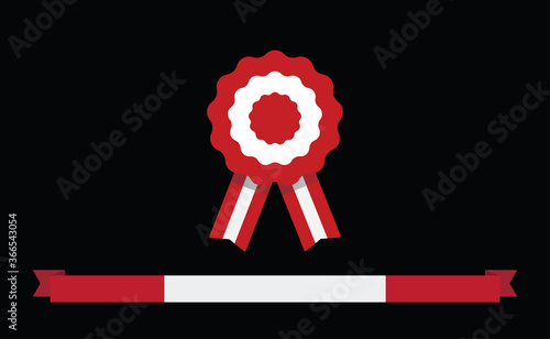 Peruvian cockade vector illustration. National symbol with Peru flag colors. Red and white rosette ribbon.