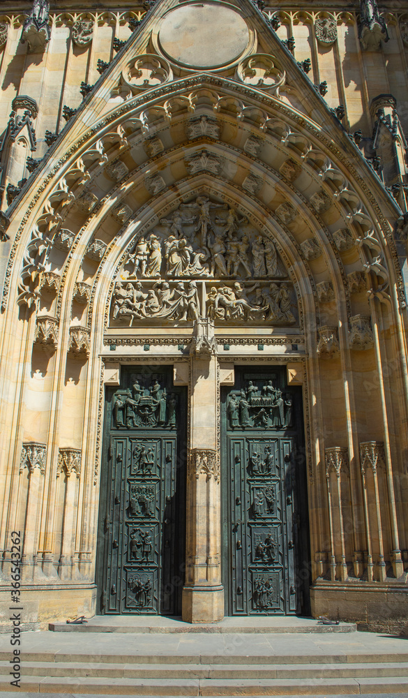 Facade of the Metropolitan Cathedral of Saints Vitus, Wenceslaus and Adalbert. Prague. Czech Republic.