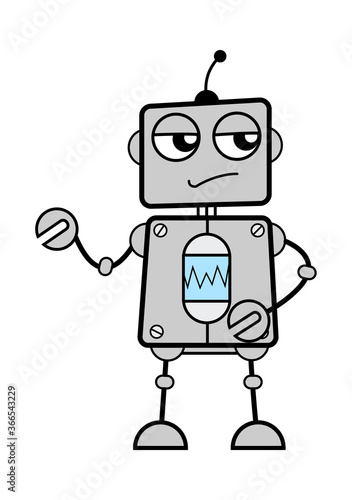 Unamused Robot Cartoon