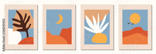 Set of vertical abstract backgrounds or card templates in modern colors, in popular art style