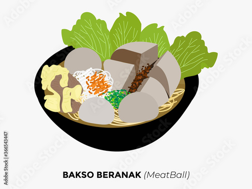 illustration of popular food in Indonesia. bakso, nasi goreng, gudeg, pecel lele, tempe penyet, nasi campur, sup buntut, ikan bakar, tempe goreng, nasi uduk, gulai, tongseng, ayam penyet, sate ayam, s