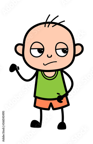 Unamused Bald Boy Cartoon
