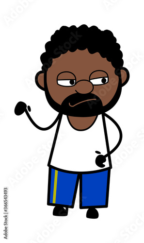 Unamused African American Man Cartoon