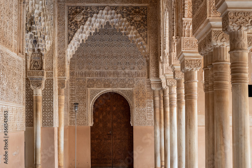 Moorish door in the Court of the Lions in The Alhambra, Granada, Spain