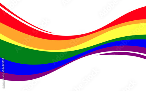 LGBT pride rainbow wave fluttering flag vector of lesbian, gay, and bisexual colorful on white background
