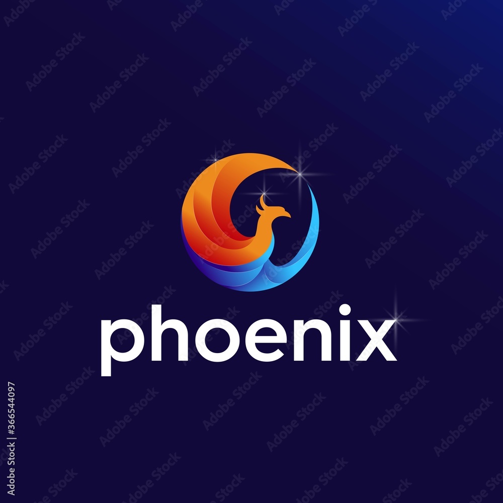 illustration of a circular phoenix design logo in a modern style illustration of a circular phoenix design logo in a modern style