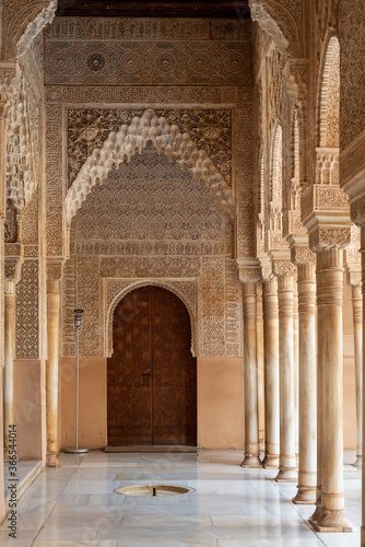 Moorish door in the Court of the Lions in The Alhambra, Granada, Spain