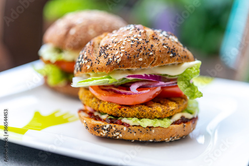 Fresh tasty meat free vegetarian burger made from high quality organic ingredients