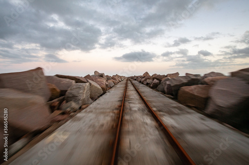 Old rail used for construction of Rio Grande Port Brazil