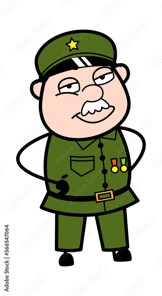 Hands on waist Cartoon Military Man Hands on waist Cartoon Military Man