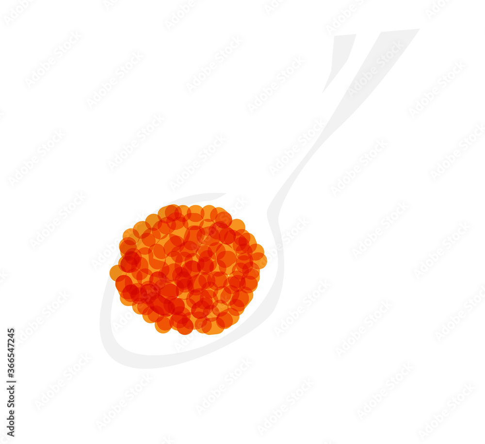 Vector salmon red caviar in a white spoon Vector salmon red caviar in a white spoon