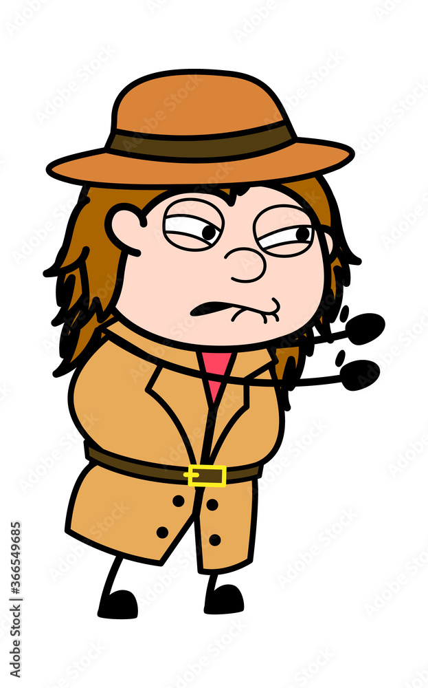 Irritated Investigator cartoon illustration