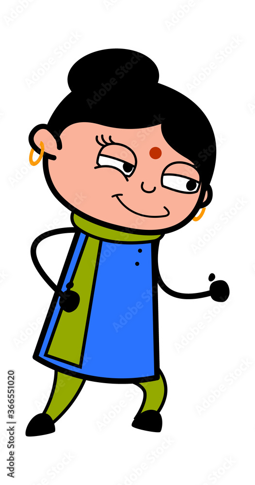 Indian Lady Cartoon Challenging to Fight Indian Lady Cartoon Challenging to Fight