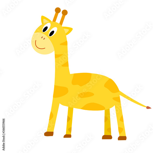 Giraffe cartoon isolated on white.Illustration of animal for storytelling or children s books.Cute comic.