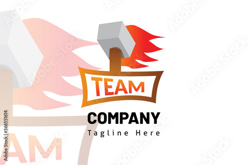 hammer fire tag name illustration logo template