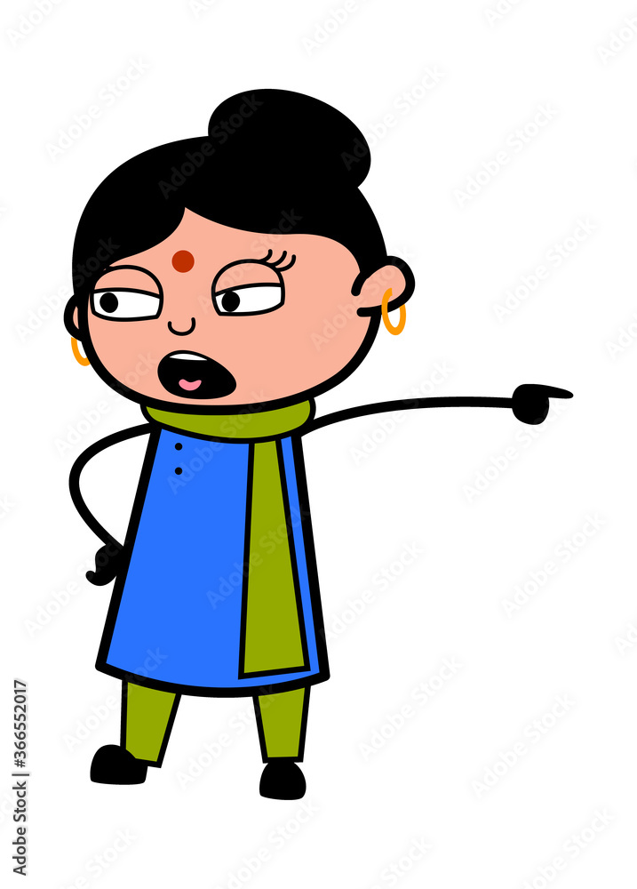 Pointing Indian Lady Cartoon Illustration Pointing Indian Lady Cartoon Illustration