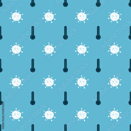 Set Medical thermometer and Virus on seamless pattern. Vector.