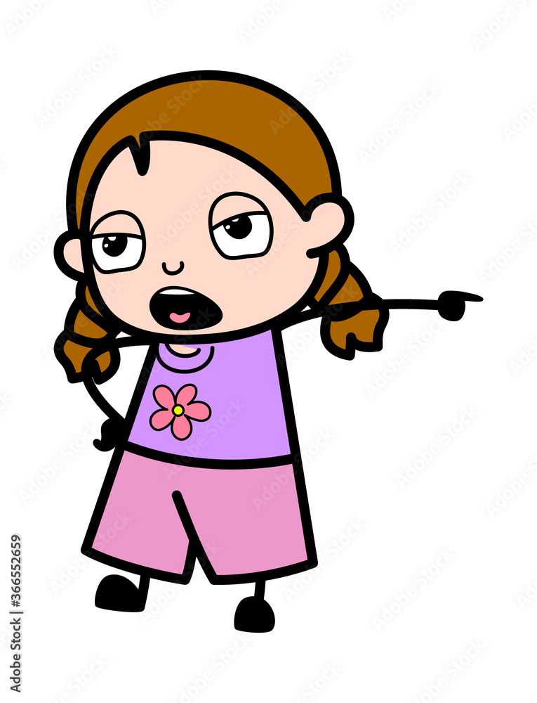 Pointing Girl Cartoon Illustration Pointing Girl Cartoon Illustration