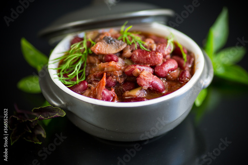 cooked boiled red beans with various vegetables