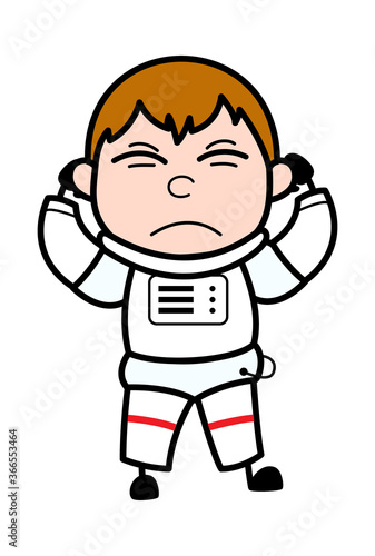Covering Ears Astronaut Cartoon