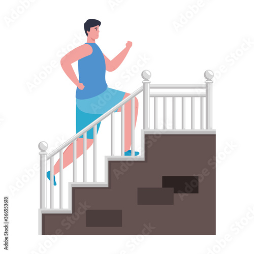 man running, climbing stairs, male athlete, sporty person