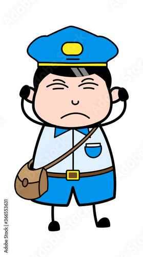 Covering Ears Postal worker Cartoon