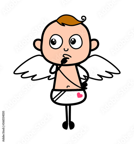 Cartoon Angel thinking seriously