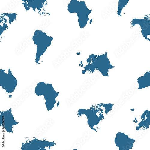 World map seamless pattern background. Background with all continents isolated on white.