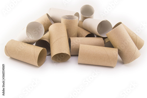 toilet paper bushings lie on a white background on isolate