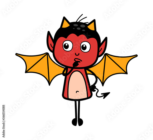 Cartoon Devil thinking seriously