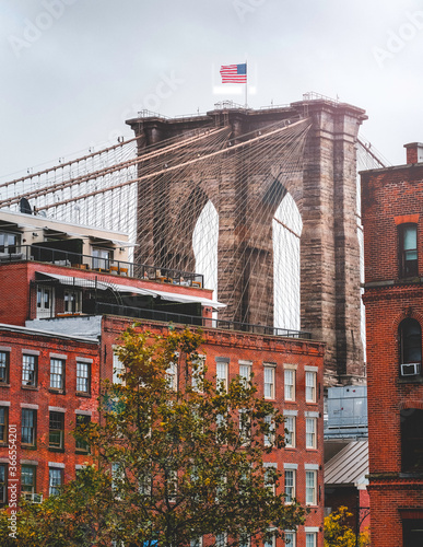 Brooklyn Bridge in Manhattan closeup