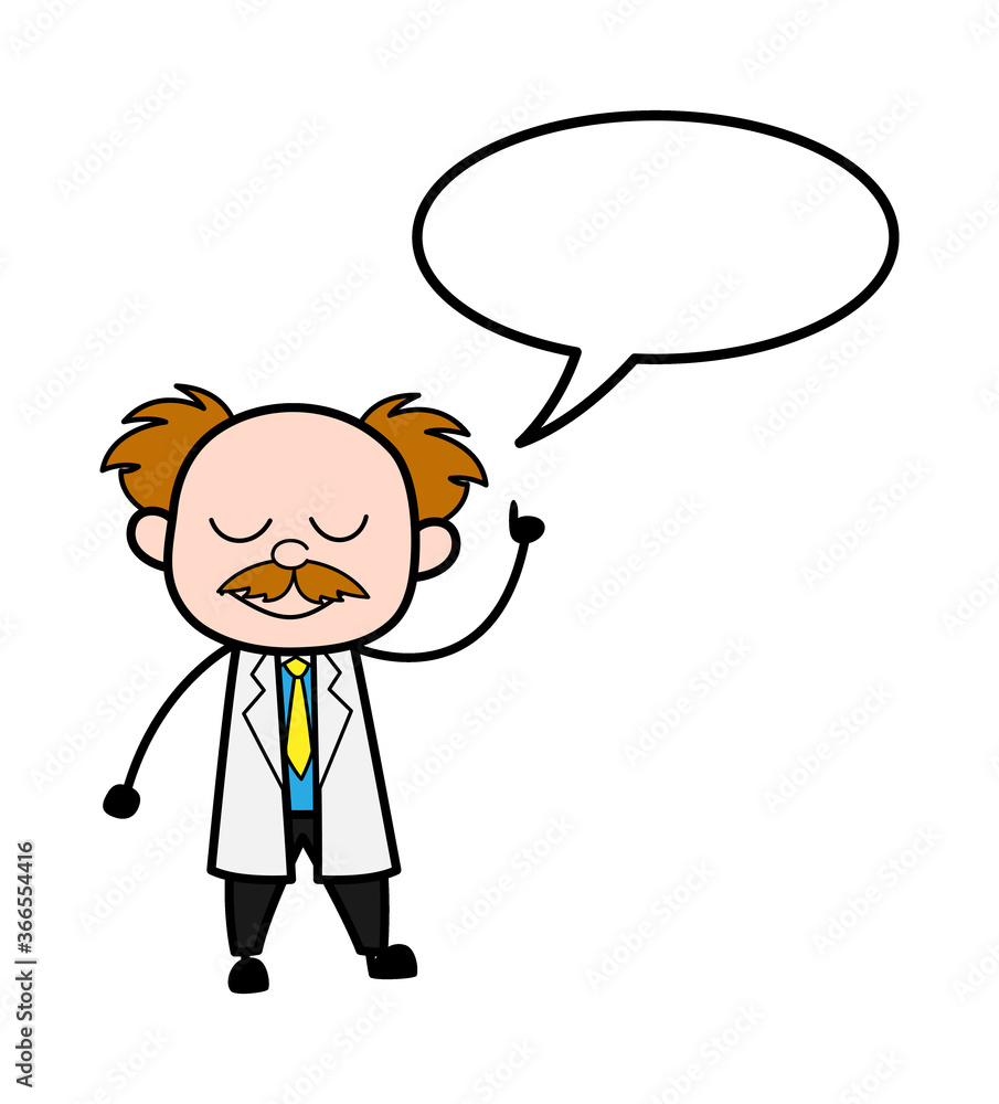 Cartoon Scientist with Speech bubbble Cartoon Scientist with Speech bubbble