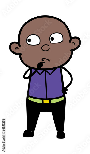 Cartoon Cartoon Bald Black thinking seriously