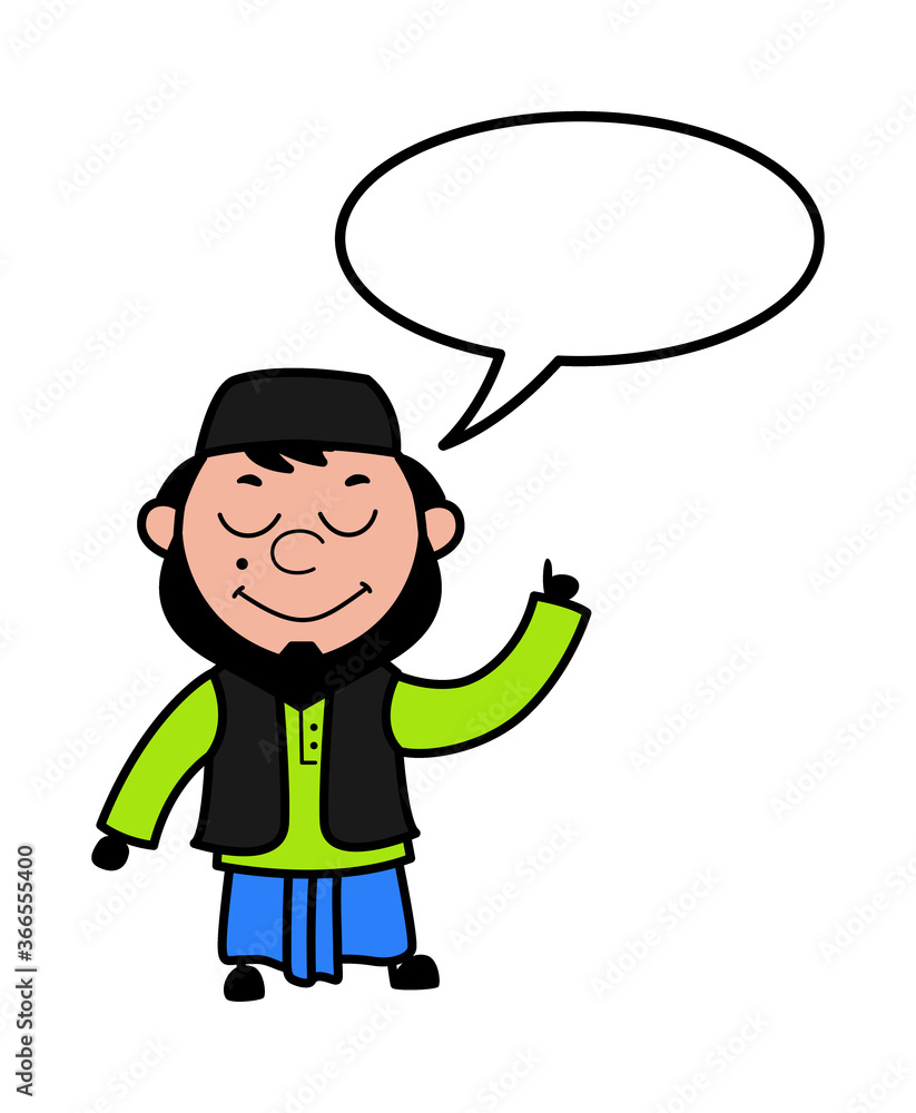 Cartoon Muslim Man with Speech bubbble Cartoon Muslim Man with Speech bubbble