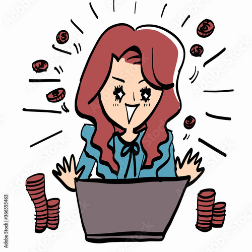 お金を稼いだ前髪かきあげ巻髪