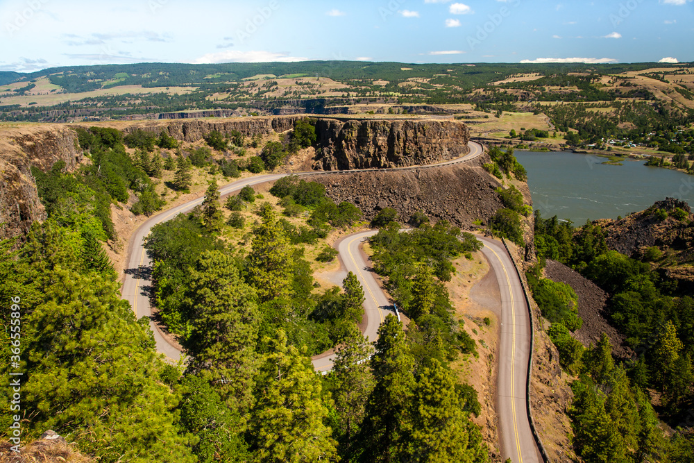 A section of the Rowena Loops highway in the Columbia Gorge National Scenic Area, Rowena Oregon